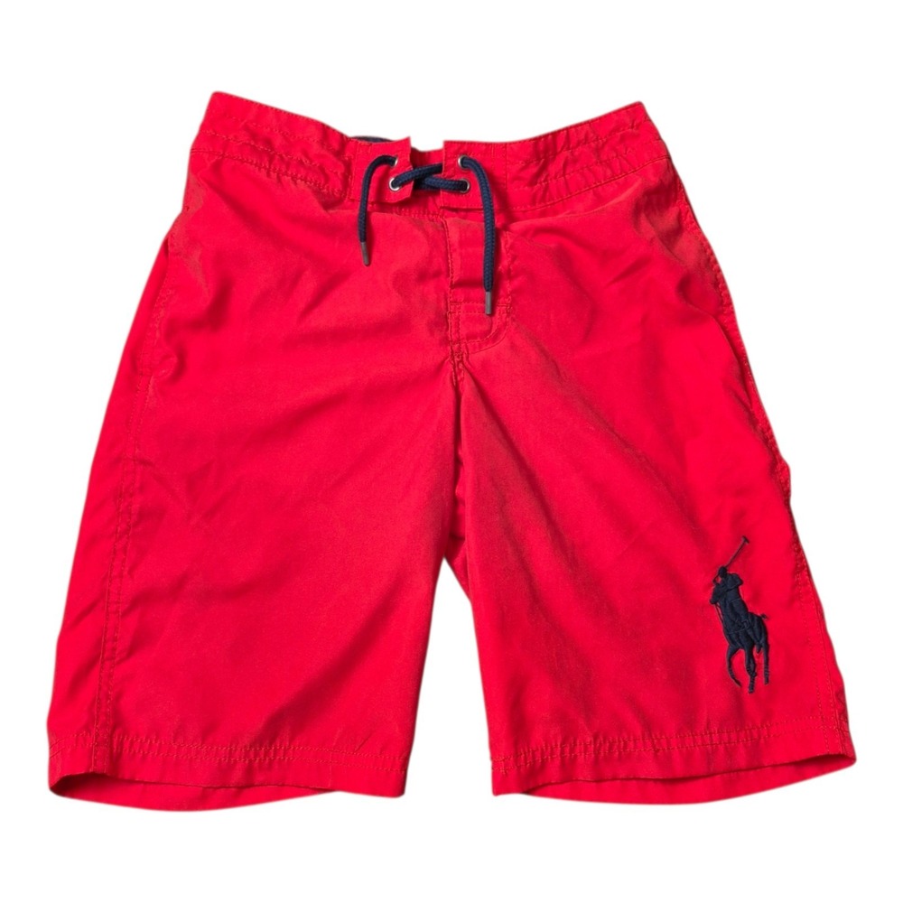 Polo Ralph Lauren Boys M 10-12 Red Big Pony Swim Trunks Board Shorts Lined